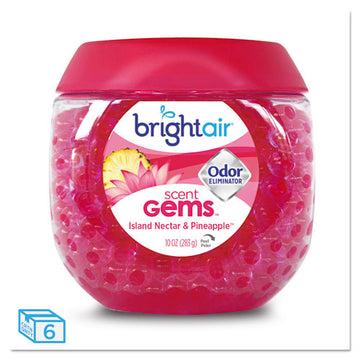 BRIGHT Air® Scent Gems Odor Eliminator, Island Nectar And Pineapple, Pink, 10 Oz Jar, 6-carton freeshipping - TVN Wholesale